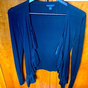 Black ruffle front Banana Republic cardigan size small